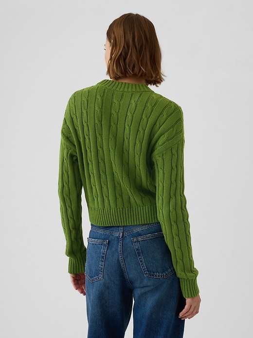 2 of 8 showing, with the color lime green of product Cable-Knit Cropped Sweater