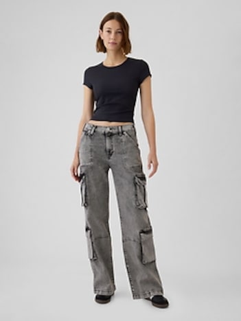 Mid Rise Double Cargo '90s Loose Jeans