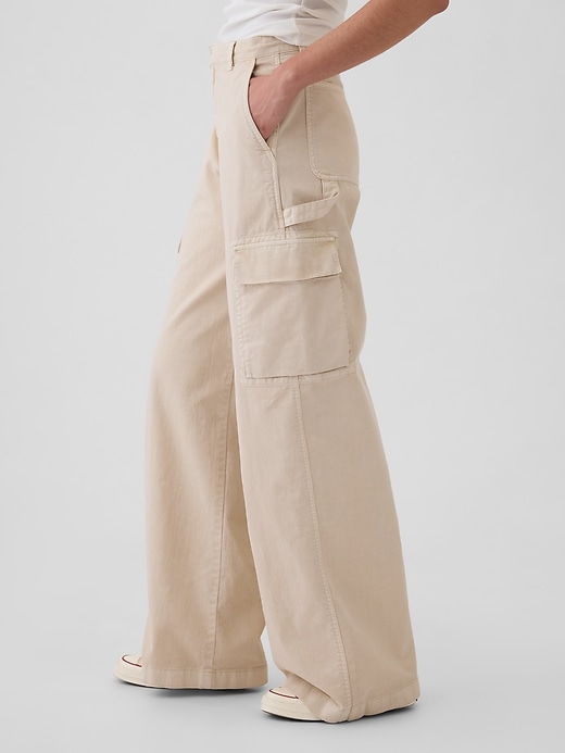 Image number 3 showing, Mid Rise Cargo Baggy Khakis