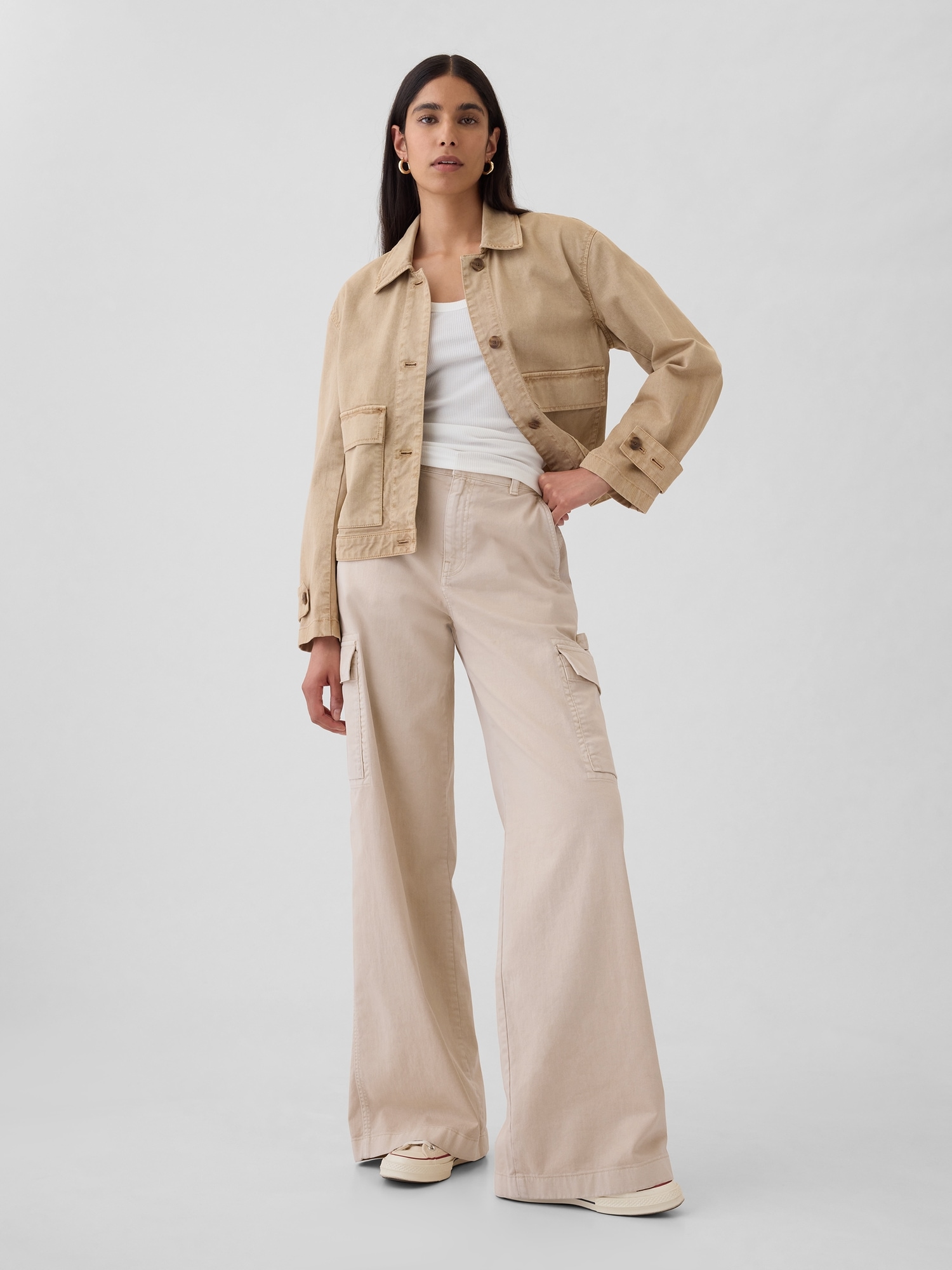Mid Rise Cargo Baggy Khakis