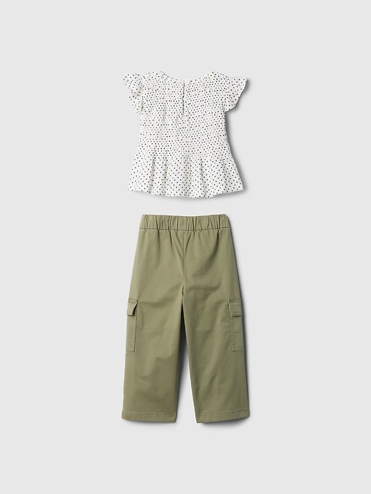 2 of 8 showing, with the color navy polka dot of product Baby & Toddler Cargo Outfit Set