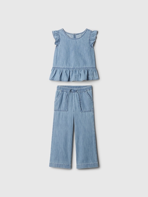 1 of 8 showing, with the color medium wash of product Baby & Toddler Denim Outfit Set