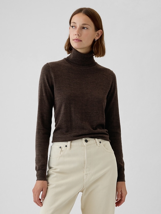 1 of 8 showing, with the color terra brown of product Merino Turtleneck Sweater
