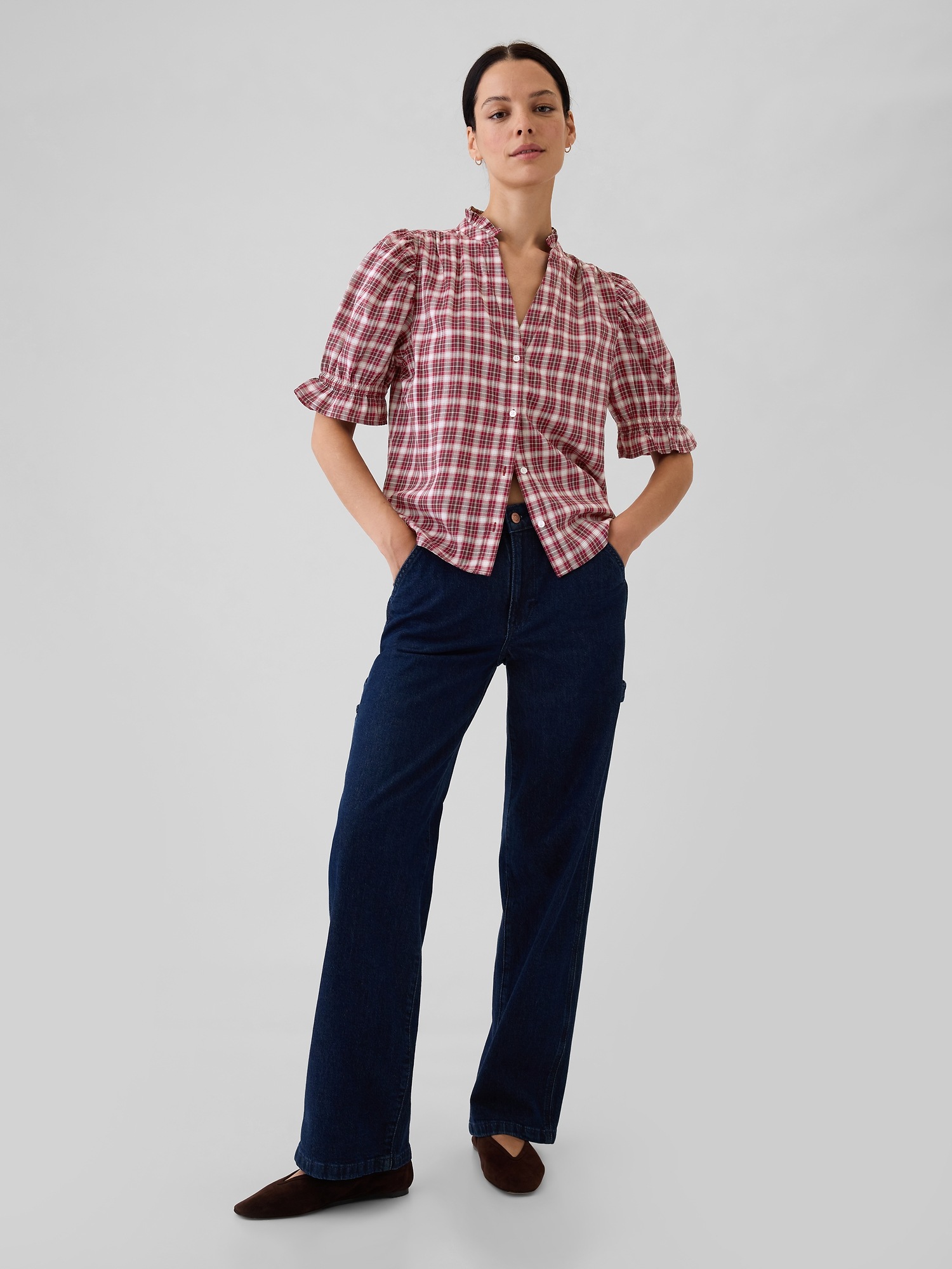 Crinkle Gauze Puff Sleeve Shirt | Gap