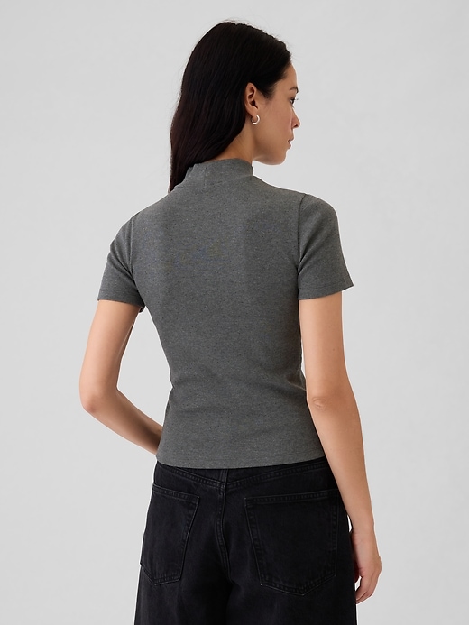2 of 8 showing, with the color charcoal grey of product Modern Rib Mockneck T-Shirt