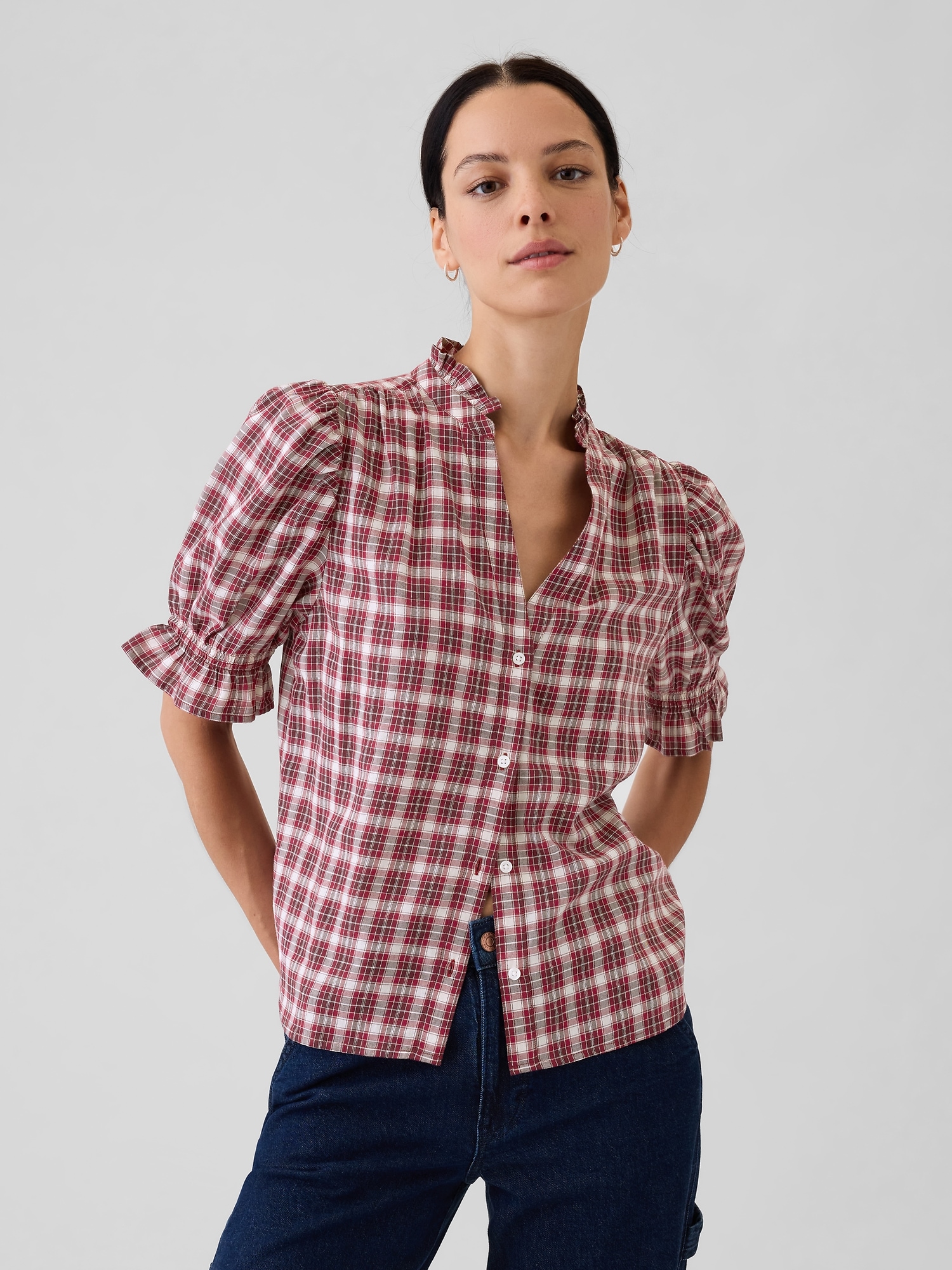 Crinkle Gauze Puff Sleeve Shirt | Gap