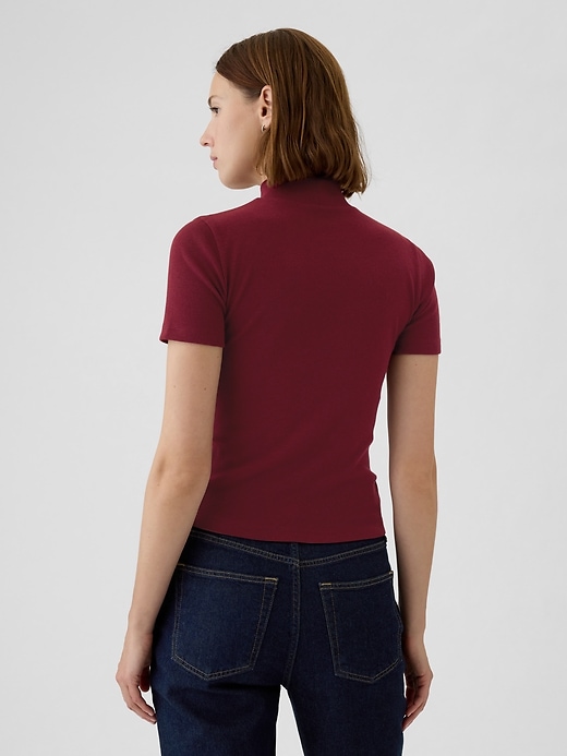2 of 8 showing, with the color red delicious of product Modern Rib Mockneck T-Shirt