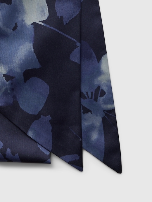 2 of 8 showing, with the color Blue floral of product Recycled Satin Skinny Scarf