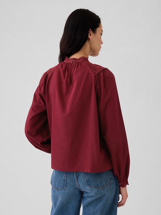 2 of 8 showing, with the color Red delicious of product Embroidered Eyelet Top