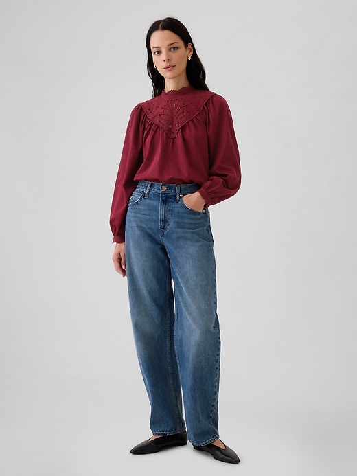 Top Gap Noir Brodé œillets - Taille M Petites - Neuf Avec étiquettes