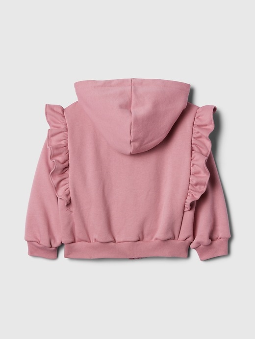 2 of 8 showing, with the color elle pink of product Baby & Toddler Vintage Soft Logo Ruffle Zip Hoodie