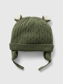 View large product image 1 of 1. Baby CashSoft Sherpa-Lined Bear Beanie