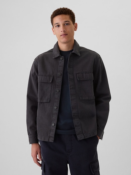 1 of 8 showing, with the color BLUE BLACK of product Denim Overshirt