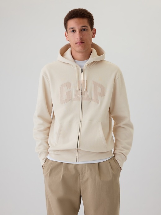 Arch logo zip hoodie shop