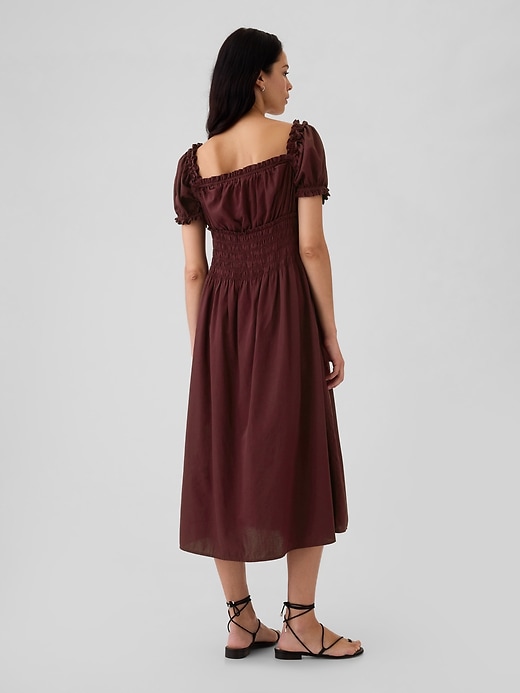 2 of 8 showing, with the color noir red of product Smocked Midi Dress