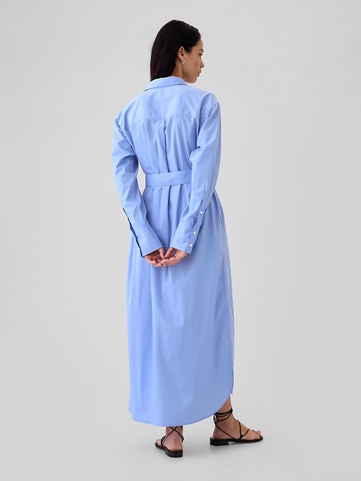 2 of 8 showing, with the color shirting blue of product Organic Cotton Maxi Shirtdress