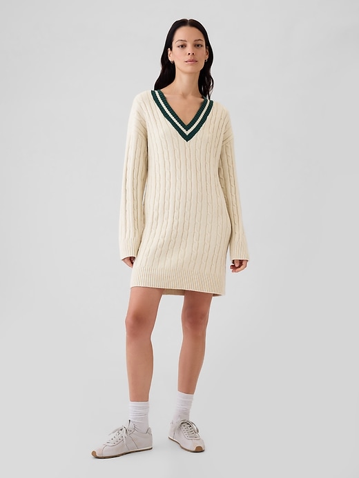 long sleeve mini knit dress Everlane Cashmere Long-Sleeve Mini Dress In Black, Size XS main image 1