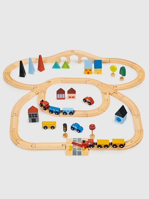 1 of 8 showing, with the color Multi of product Toddlerville Express Town and Train Toy Set