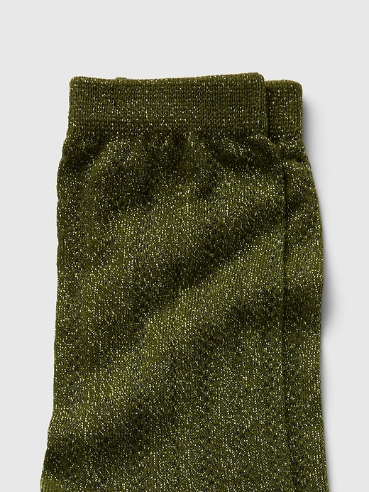 2 of 8 showing, with the color Twist of lime green of product Pointelle Glitter Crew Socks