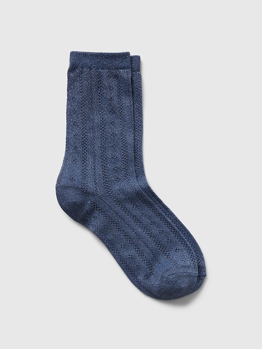 1 of 8 showing, with the color bainbridge blue of product Pointelle Glitter Crew Socks