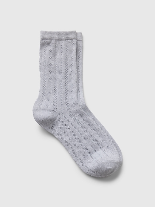 1 of 8 showing, with the color NEW OFF WHITE of product Pointelle Glitter Crew Socks