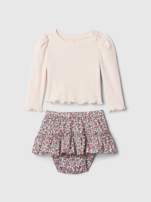 1 of 8 showing, with the color barely pink of product Baby Skort Outfit Set