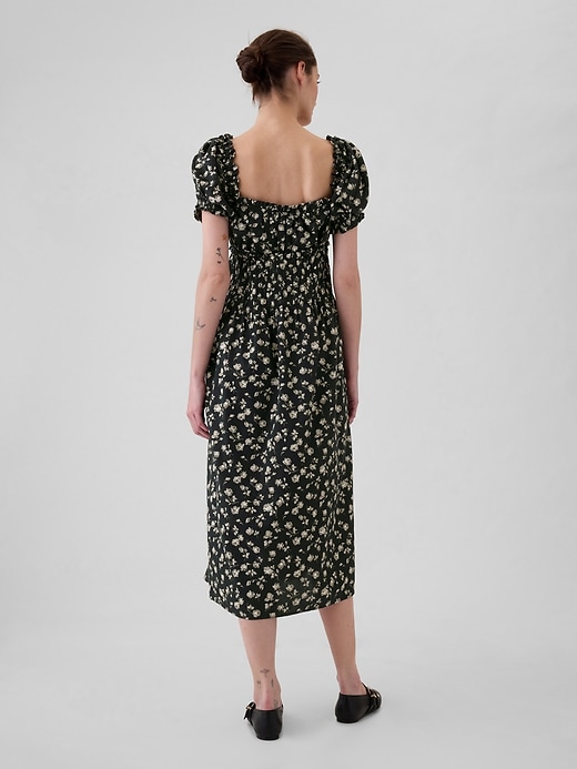 2 of 8 showing, with the color black floral of product Smocked Midi Dress