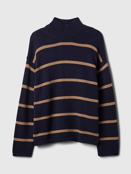 Image number 5 showing, 100% Cotton Oversized Split-Hem Mockneck Sweater