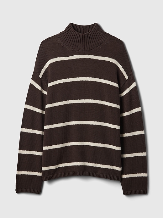 Image number 5 showing, 100% Cotton Oversized Split-Hem Mockneck Sweater