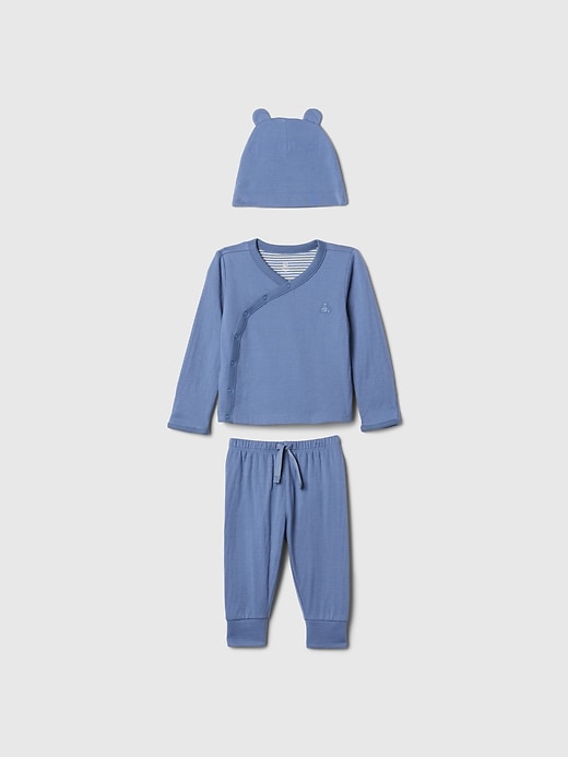 1 of 8 showing, with the color bainbridge blue of product Baby First Favorites Crossover Outfit Set