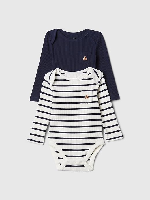 1 of 8 showing, with the color dark night blue of product Baby First Favorites Bodysuit (2-Pack)