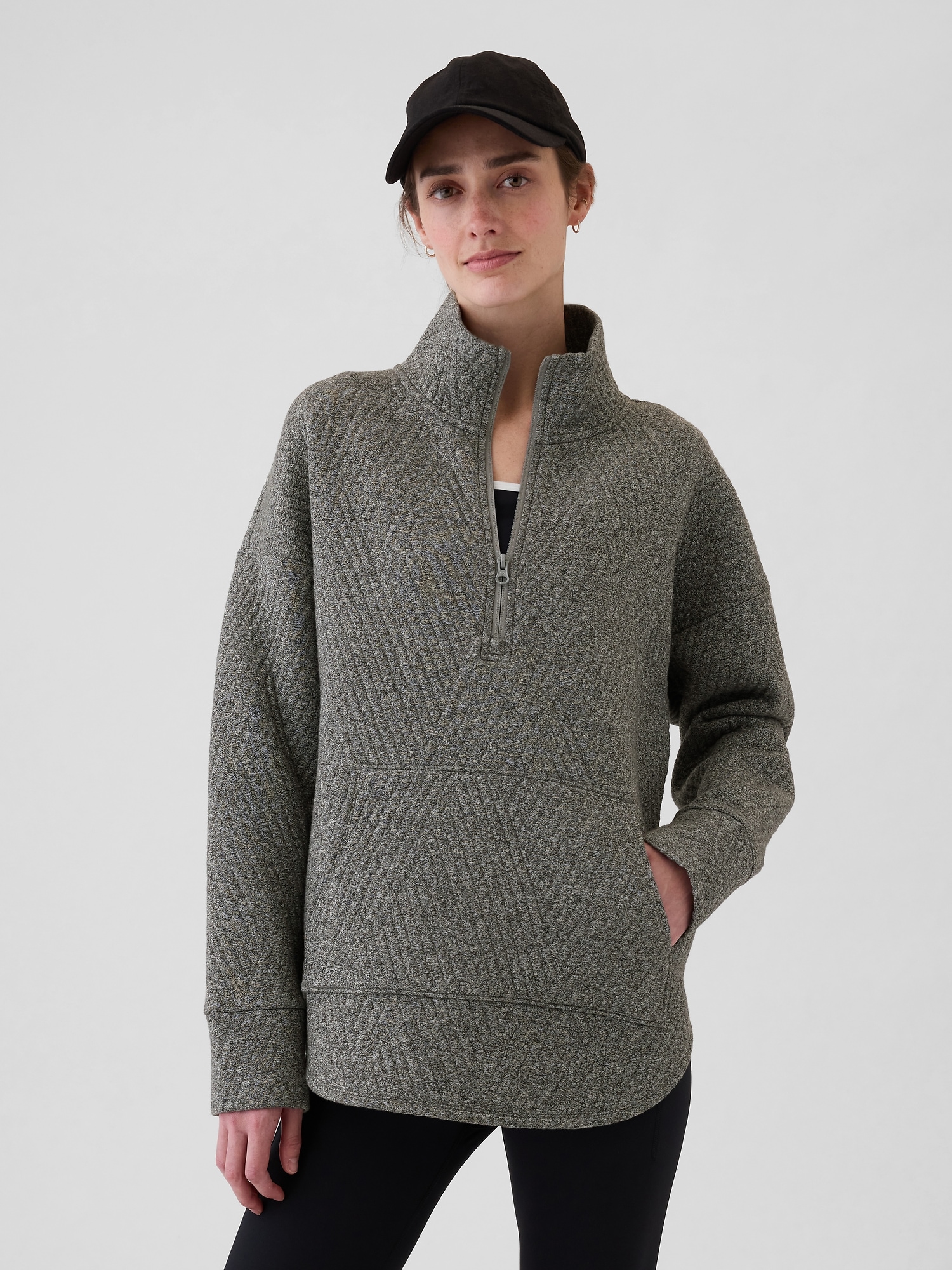 GapFit Quilted Jacquard Half Zip Pullover Gap