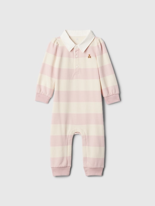 1 of 8 showing, with the color primitive pink of product Baby VintageSoft Rugby Polo One-Piece