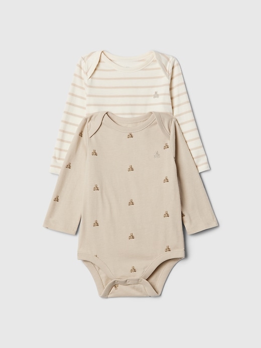 1 of 8 showing, with the color bedrock beige of product Baby First Favorites Bodysuit (2-Pack)