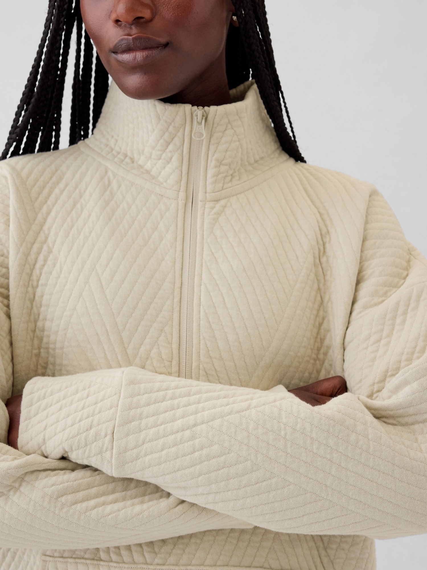 GapFit Quilted Jacquard Half Zip Pullover Gap