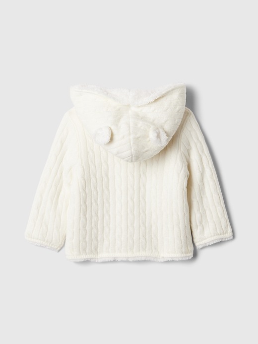 2 of 8 showing, with the color Ivory frost of product Baby CashSoft Cozy Bear Cardigan