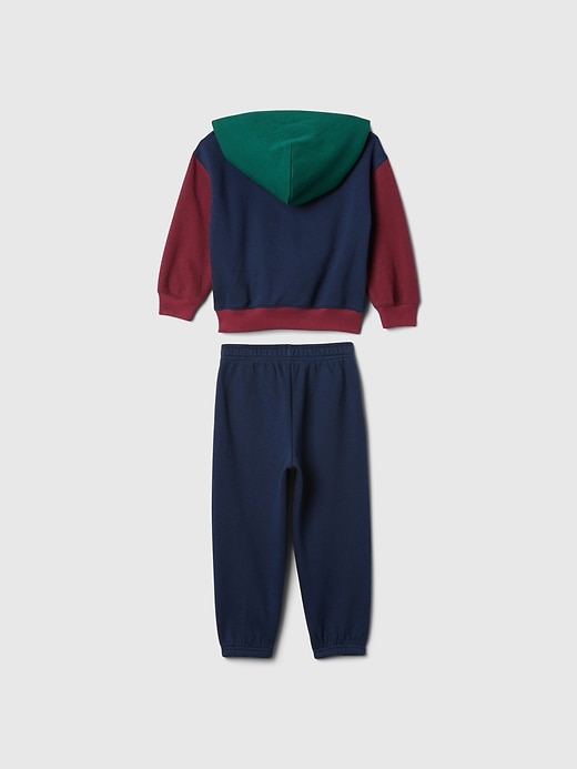 2 of 8 showing, with the color blue of product Baby & Toddler Colorblock Relaxed Hoodie Sweat Set