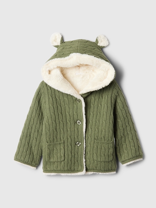 1 of 8 showing, with the color walden green of product Baby CashSoft Cozy Bear Cardigan