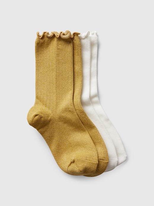 1 of 8 showing, with the color gold sparkle and new off white of product Ruffle Crew Socks (2-Pack)