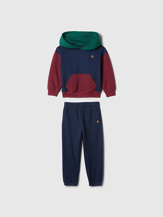 1 of 8 showing, with the color blue of product Baby & Toddler Colorblock Relaxed Hoodie Sweat Set