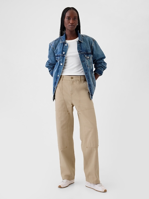 1 of 8 showing, with the color new sand beige of product High Rise Double-Knee Carpenter Pants