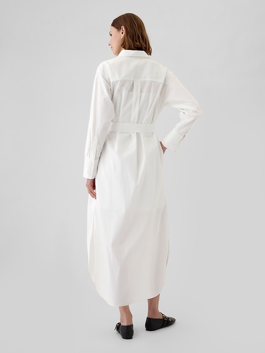 2 of 8 showing, with the color Optic white of product Organic Cotton Maxi Shirtdress