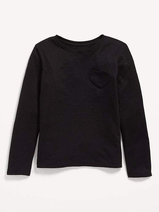 Softest Long-Sleeve Heart-Pocket T-Shirt for Girls