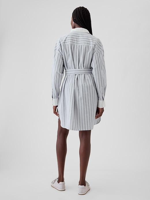 2 of 8 showing, with the color blue stripe of product Organic Cotton Striped Mini Shirtdress
