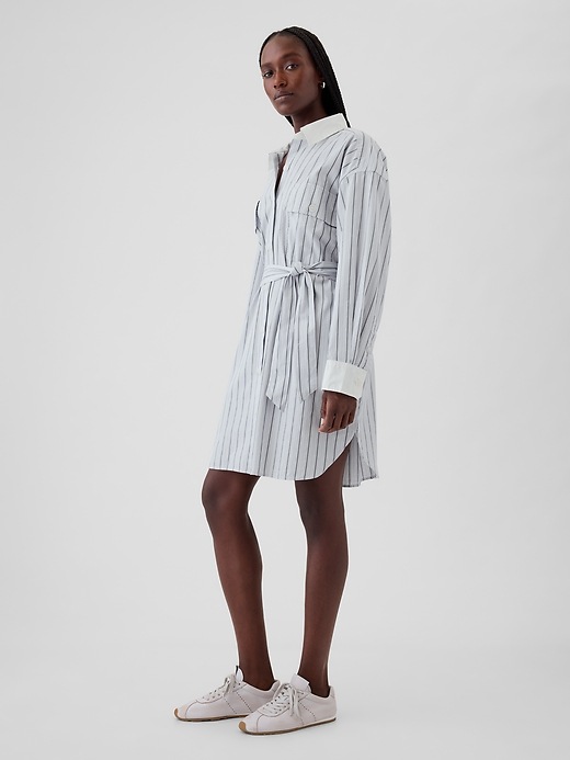 gap striped shirt dress Organic Cotton Striped Mini Shirtdress