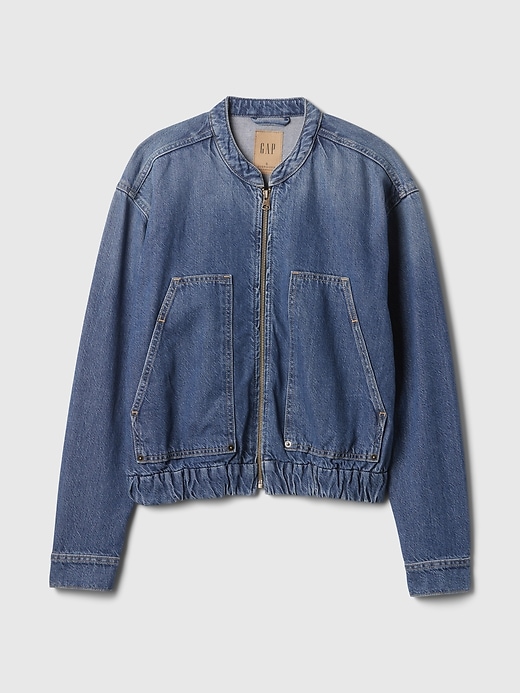UltraSoft Denim Cropped Bomber Jacket | Gap