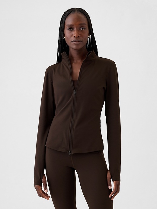 1 of 8 showing, with the color TERRA BROWN of product GapFit Power Dual-Zip Jacket