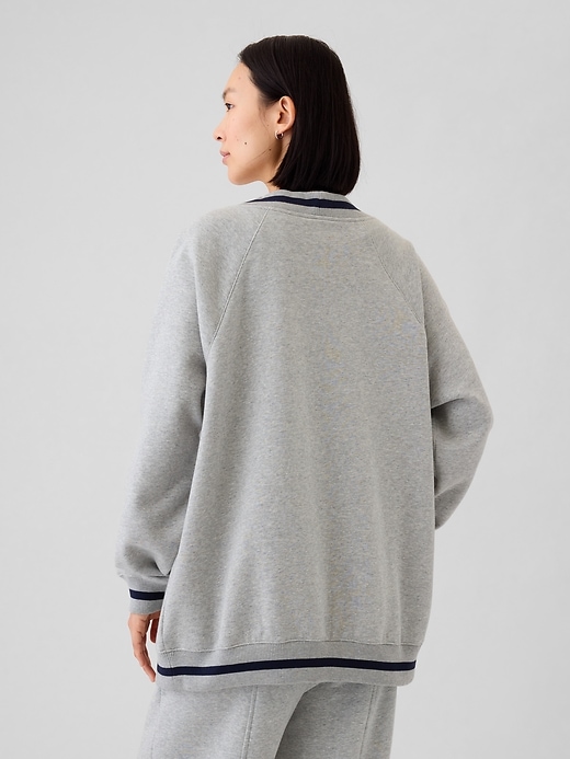 2 of 8 showing, with the color light heather grey of product Vintage Soft Oversized Varsity Cardigan