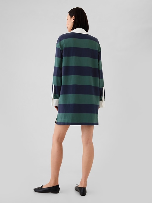 2 of 8 showing, with the color green and navy blue stripe of product Polo Mini Dress