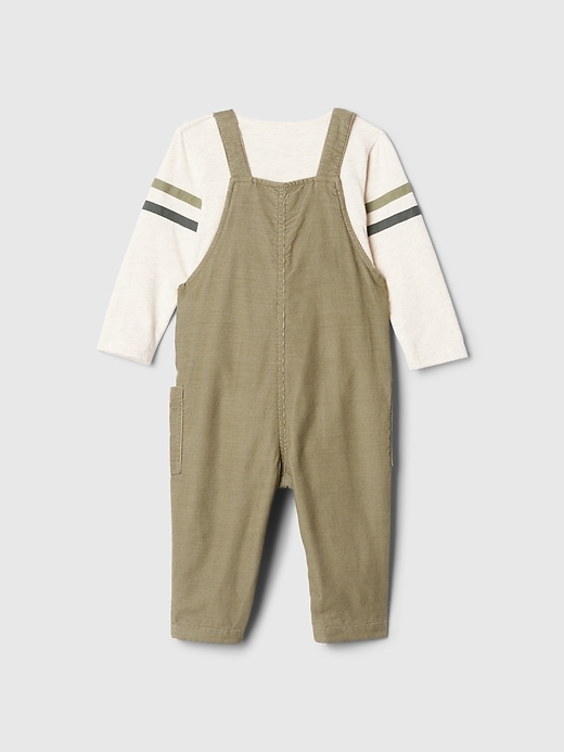 2 of 8 showing, with the color walden green of product Baby Corduroy Overall Outfit Set